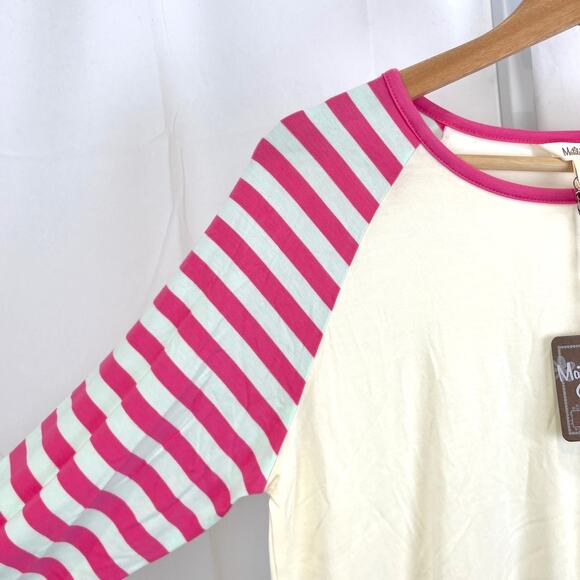 NWT MATILDA JANE M Anytime PJ Top 30685P Raglan Long Sleeve Stripe White Pink - Picture 6 of 12